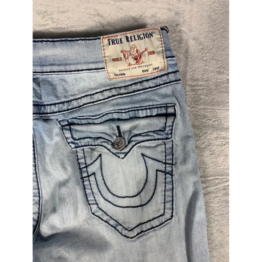 True Religion Ricky Relaxed Straight Jeans Men's 36 Blue Cotton Blend Used